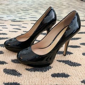 Joan & David Black Patent Platform Heels